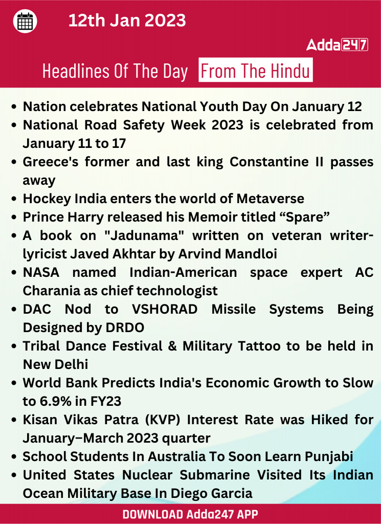 Daily Current Affairs 12th January 2023 – Home_23.1