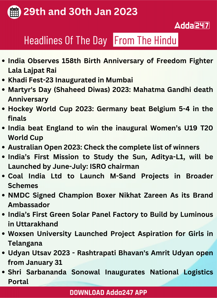 Daily Current Affairs 29th and 30th January 2023 – Home_22.1