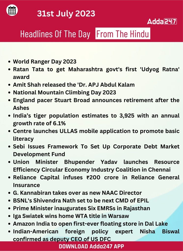 31st July 2023 Current Affairs and News Headlines (Daily GK Update) – Home_16.1
