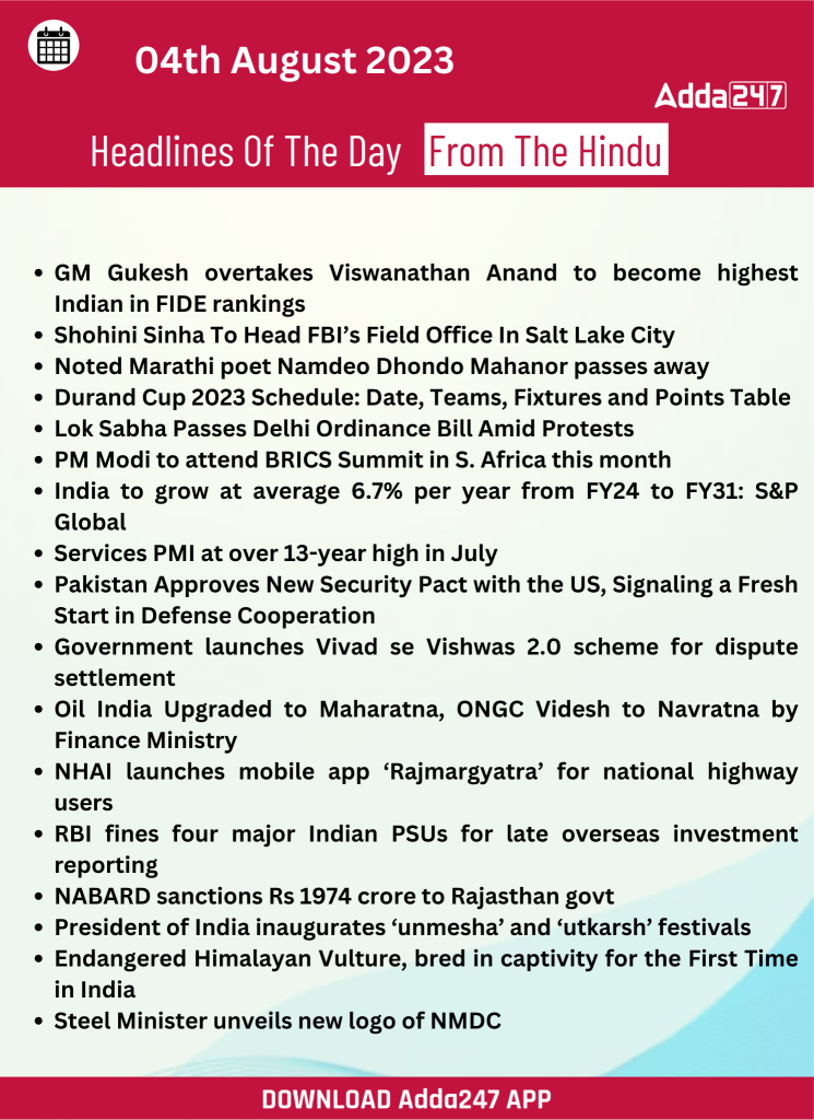 04th August 2023 Current Affairs and News Headlines (Daily GK Update) – Home_18.1