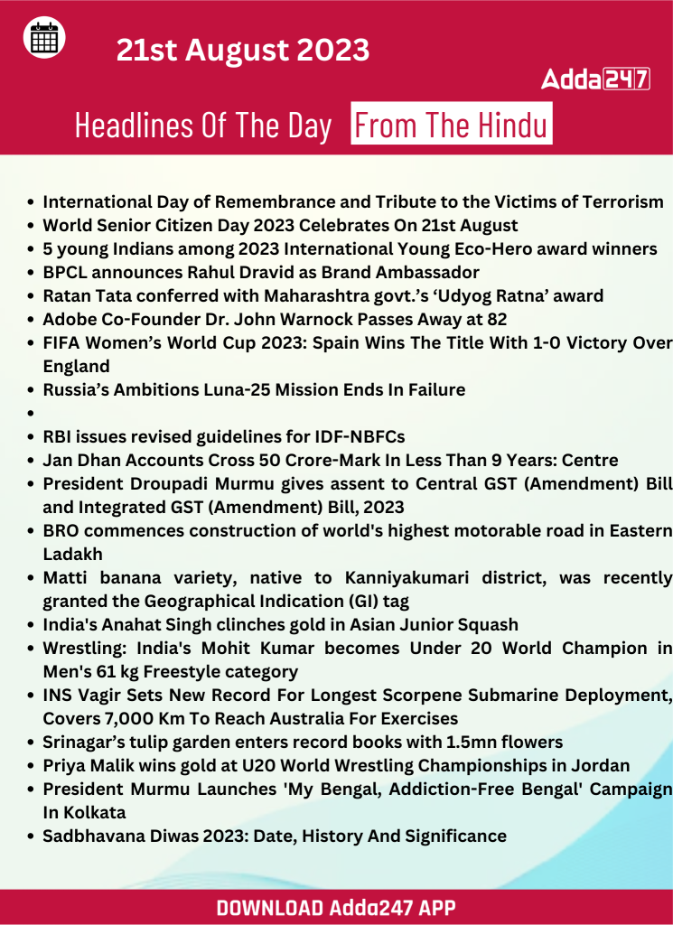 Daily Current Affairs 21 August 2023, Important News Headlines (Daily GK Update) – Home_20.1