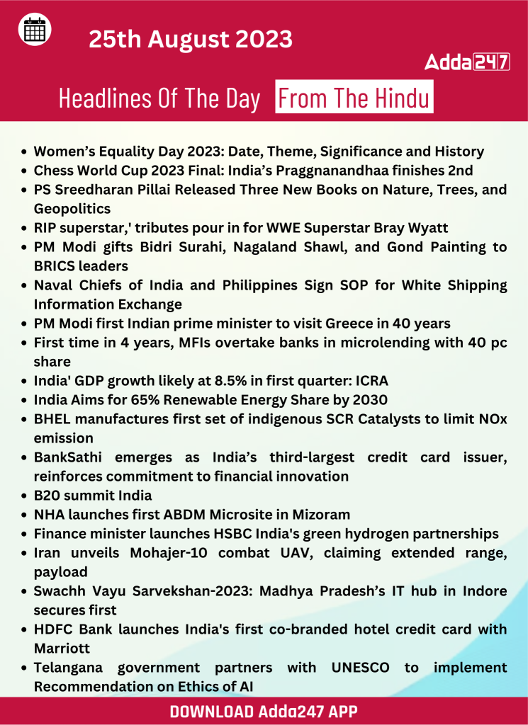 Daily Current Affairs 25 August 2023, Important News Headlines (Daily GK Update) – Home_20.1