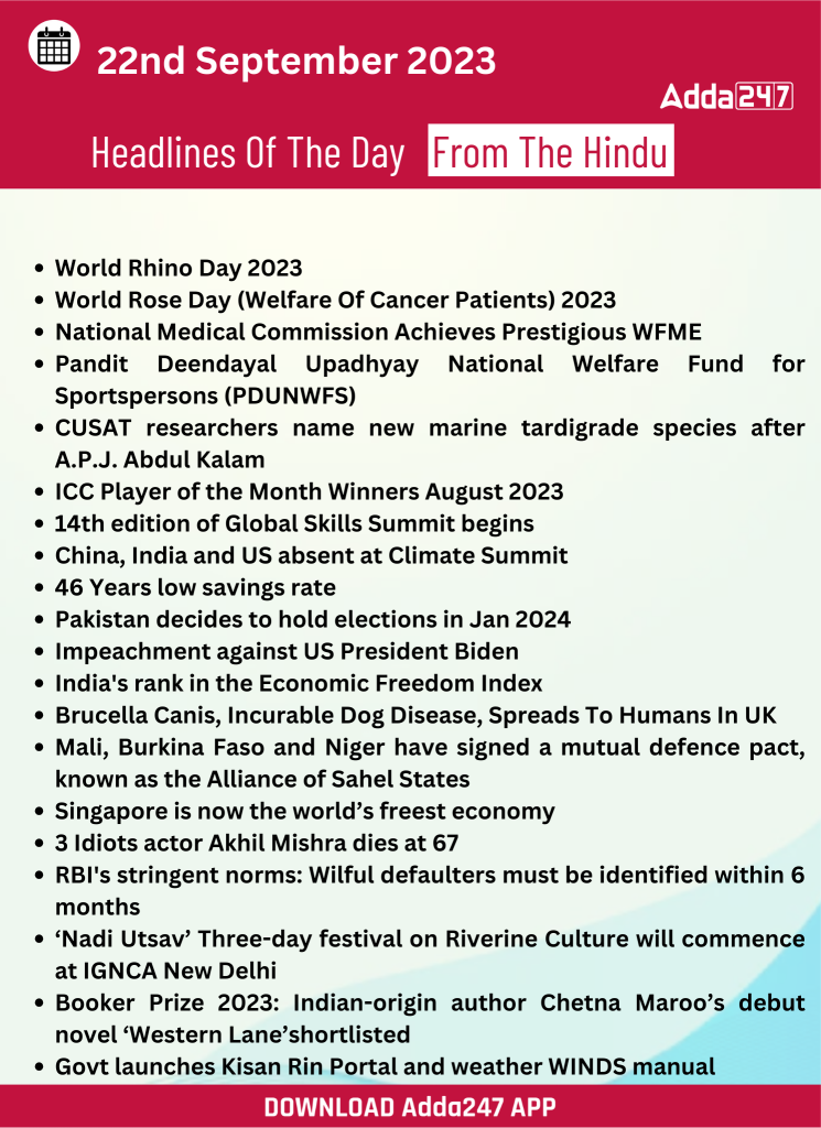 Daily Current Affairs 22 September 2023, Important News Headlines (Daily GK Update) – Home_24.1