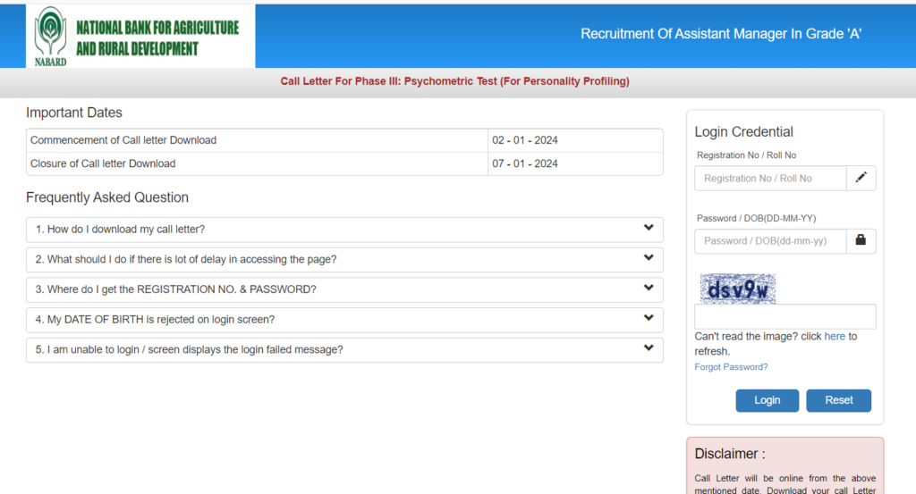 NABARD Grade A Psychometric Test Call Letter 2024 Out, Direct Link – Home_3.1
