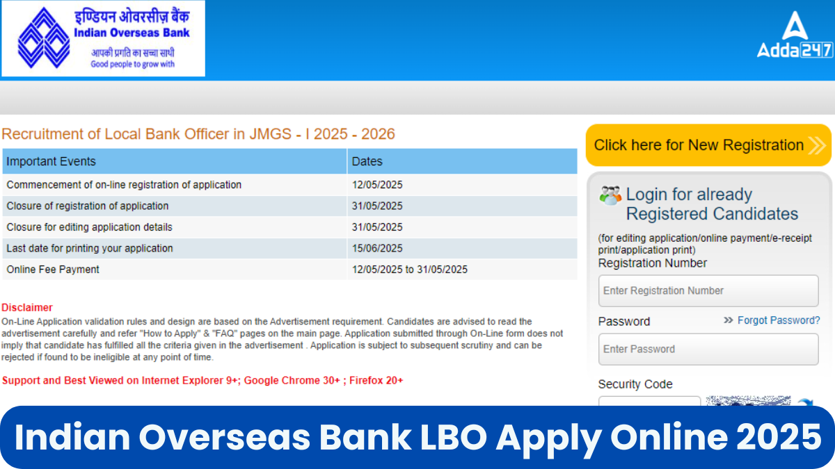 Indian Overseas Bank LBO Apply Online 2025