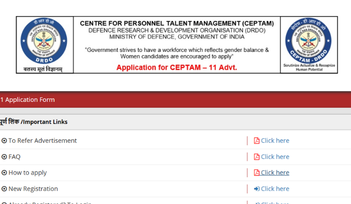 DRDO CEPTAM 11 Apply Online 2025-26 Starts