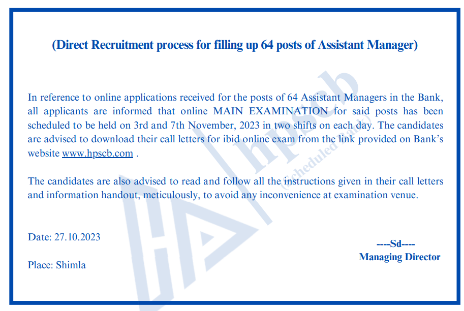 HPSCB Recruitment 2023, Exam Date, Admit Card Out, HPSCB असिस्टेंट मेनेजर एडमिट कार्ड और एग्जाम डेट जारी – Latest Hindi Banking jobs_3.1