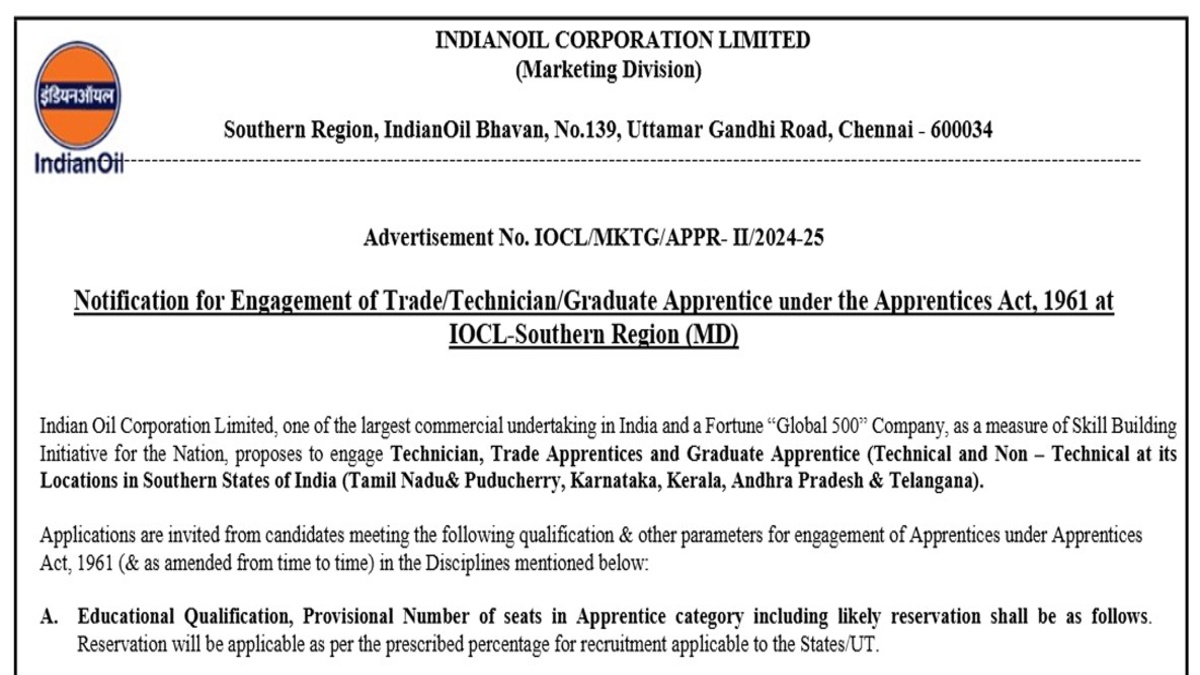 IOCL Apprentice Recruitment 2025