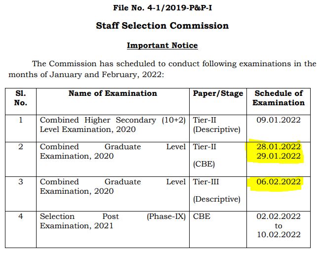 SSC CGL 2021: Check Latest Notice for SSC CGL Tier 2 & Tier 3 Exam Dates_50.1