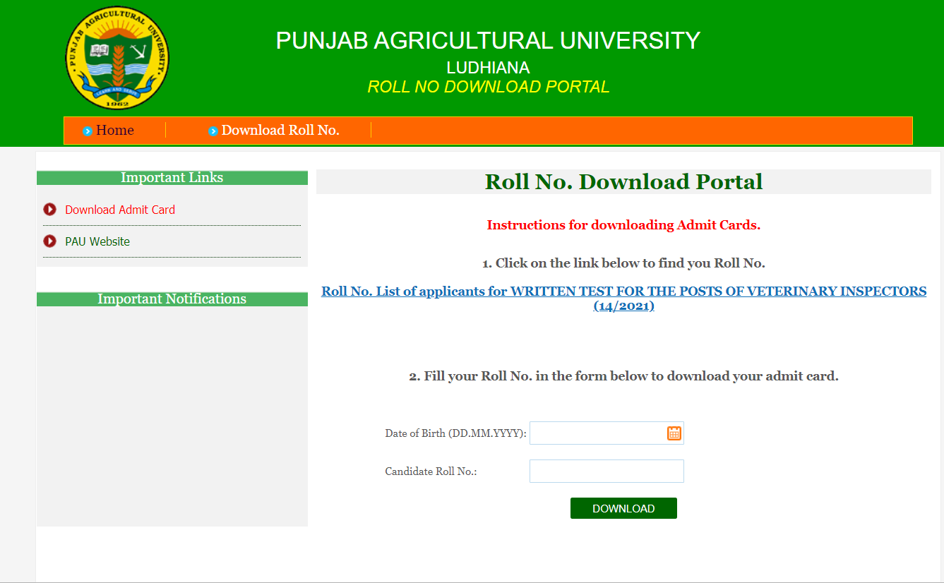 Psssb Veterinary Inspector Admit Card Download Now 2021