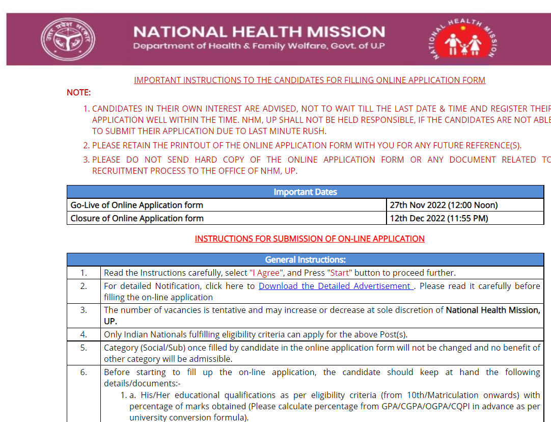 NHM UP Recruitment 2022 for 17291, Staff Nurse, Lab Technician & Other Posts_50.1