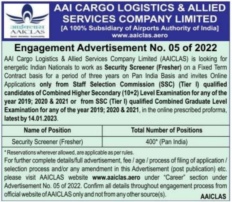 AAICLAS Recruitment 2022-23 Notification for 400 Vacancies_50.1
