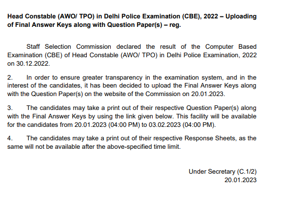 Delhi Police Final AWO TPO Answer Key 2022 Out_50.1