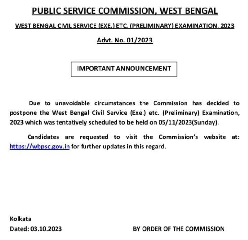 WBCS Admit Card 2023, Download Link, Exam Postponed_50.1