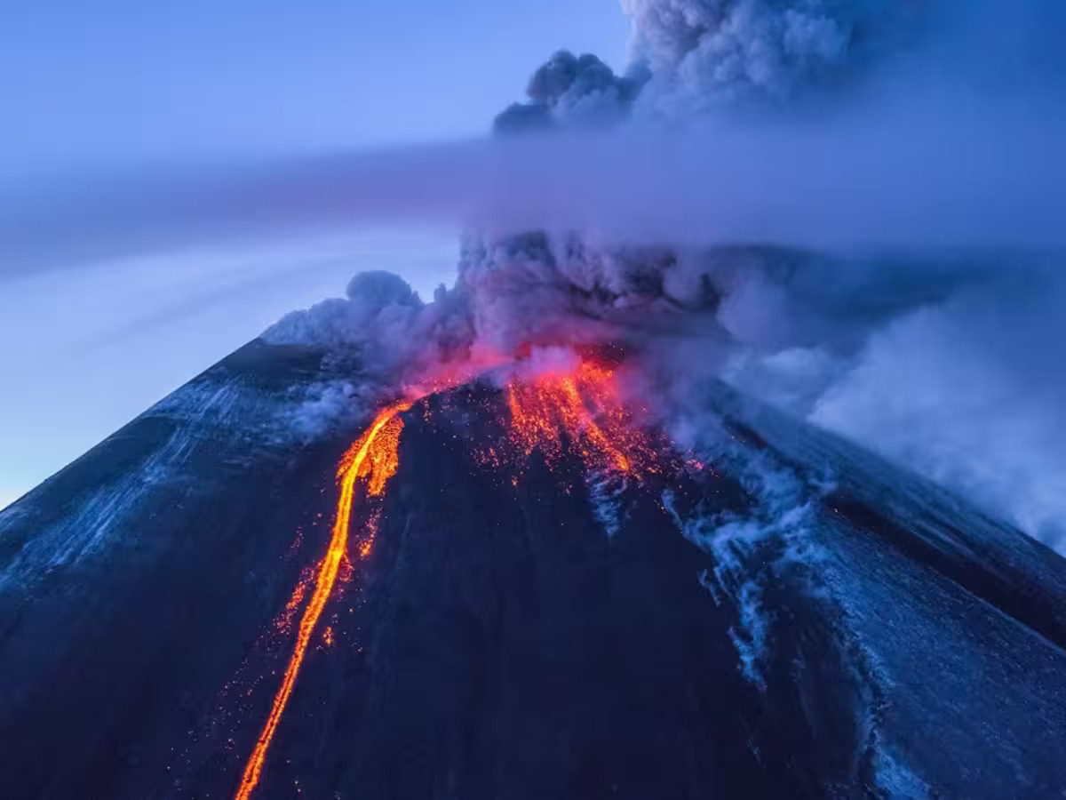 Klyuchevskaya Sopka Volcano's Eruption in Kamchatka, Russia