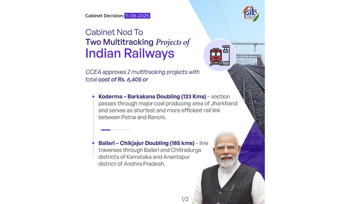 Cabinet Approves ₹6,405 Cr Rail Projects to Boost Connectivity Across Three States