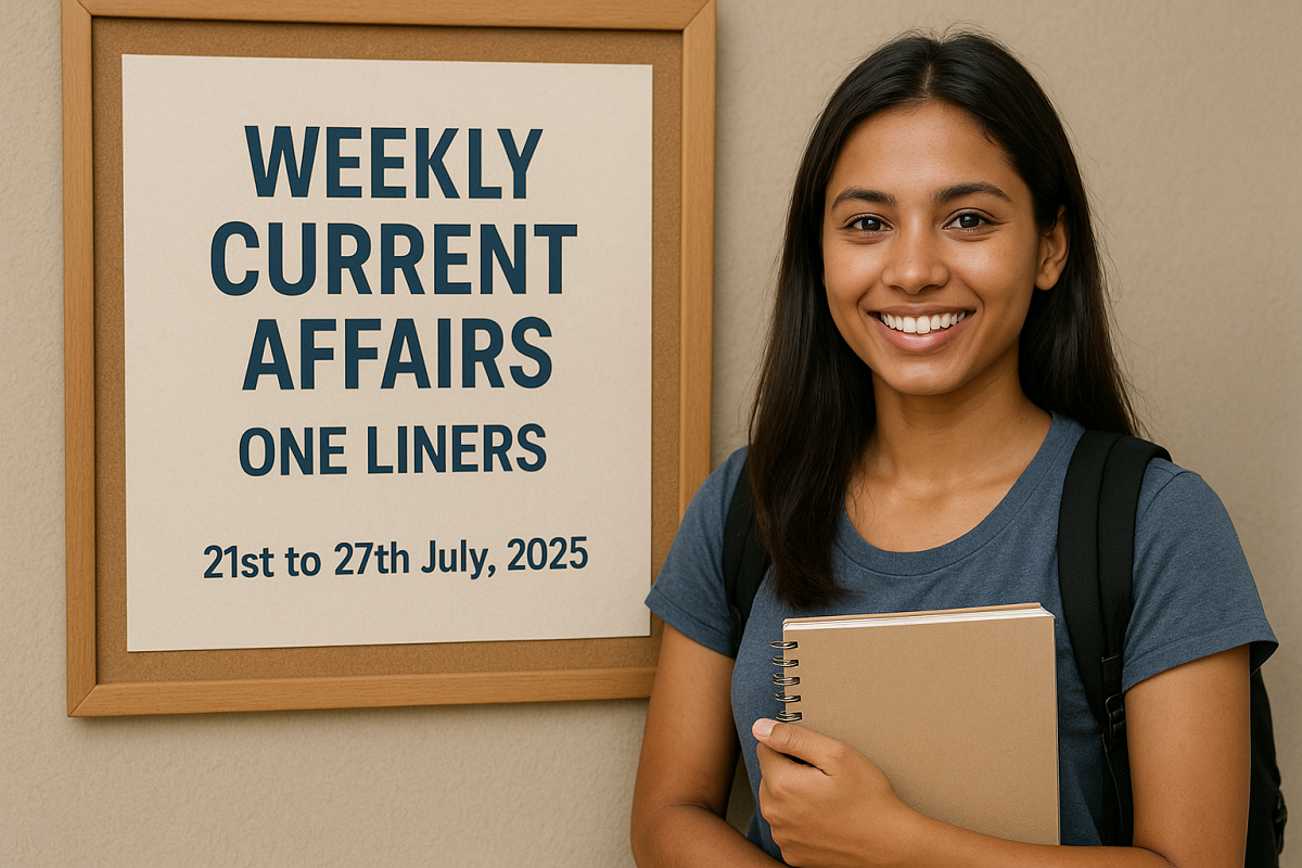 Weekly Current Affairs One Liners 21st to 27th July, 2025