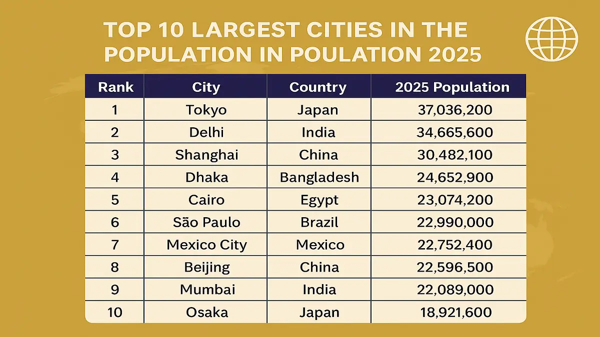 Top 10 Largest Cities in the World by Population in 2025
