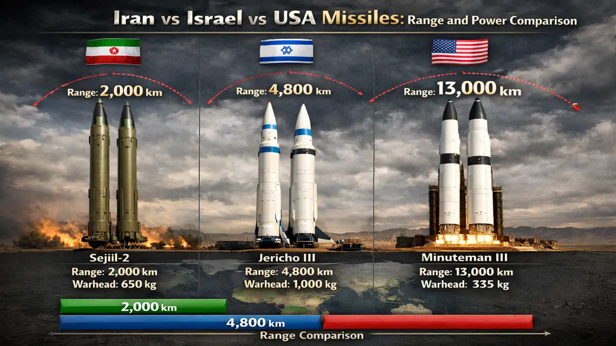 Iran vs Israel vs USA Missiles: Range and Power Comparison