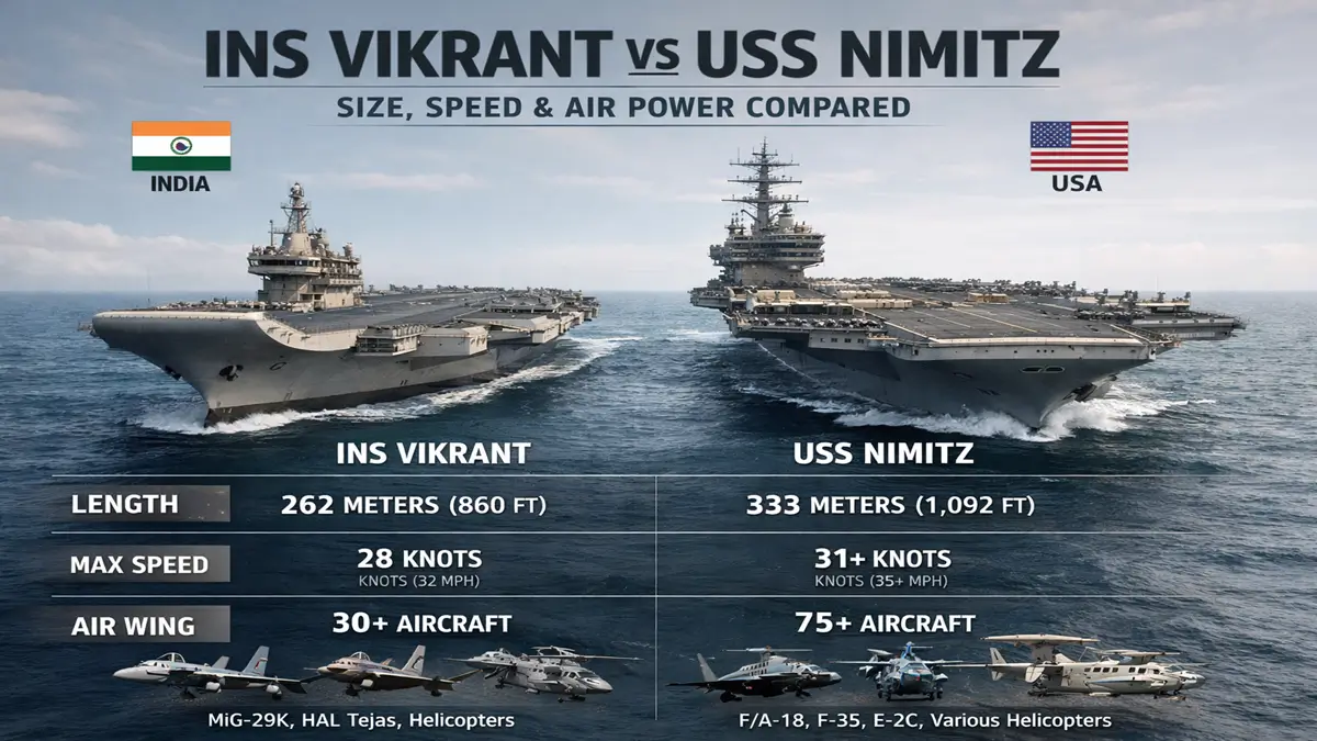 INS Vikrant vs USS Nimitz: Size, Speed and Air Power Compared